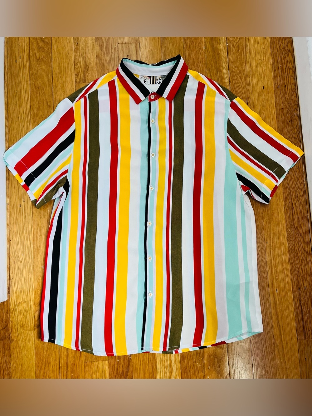 Denim & Flower Multicolor NWOT Vertical Stripe Short-Sleeve Button-Down Shirt